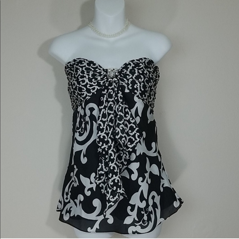 Black House White Market black white strapless top